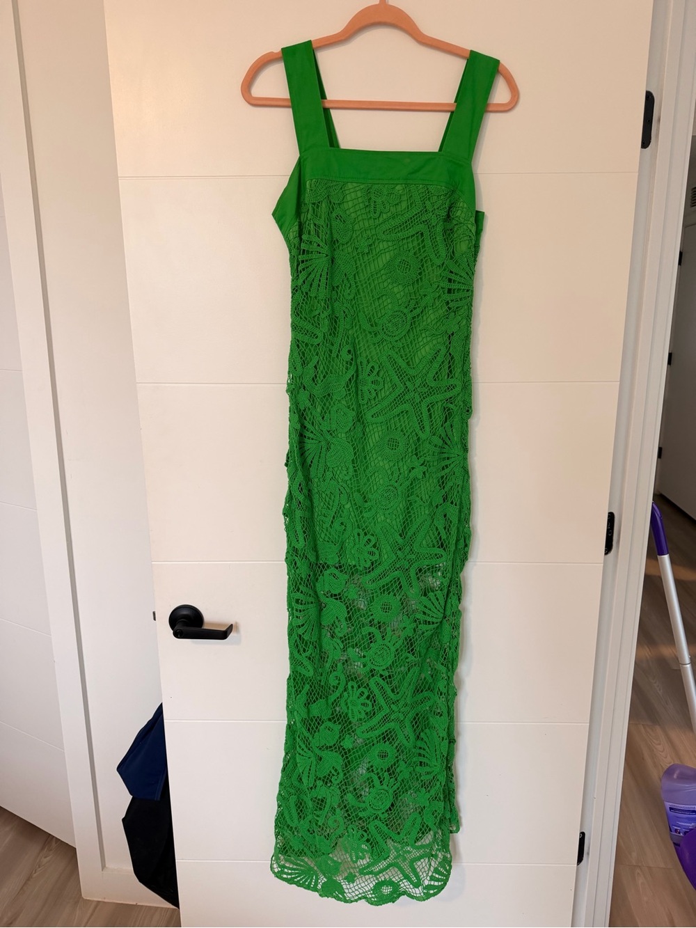 Ciebon Green Lace Maxi Dress - Sleeveless Square Neck